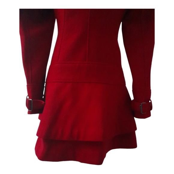 Guess Wool Blend Red Rouge Peacoat Fit & Flare Midi Swing Jacket  Lined Size XS - Picture 6 of 15